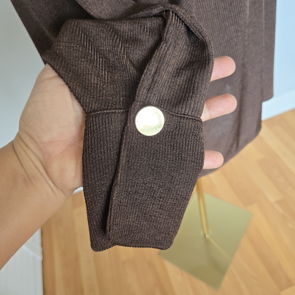 ZARA Brown Ribbed Knit Dolman Sleeve Top Size S Slouchy Minimal Cozy Chic Fall - Picture 5 of 12